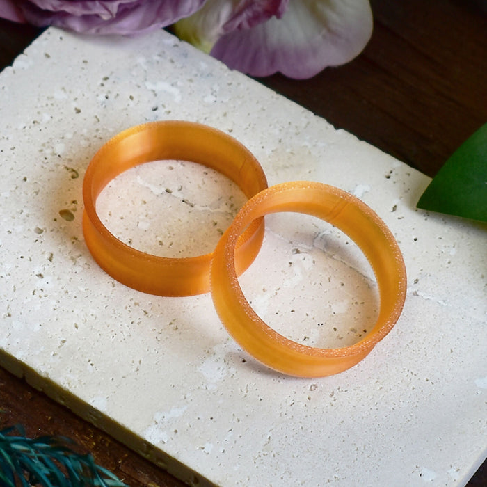 Ear Tunnels 10-100mm Translucent Orange | Pair | Ultra Light Thin-wall Ear Plugs | Gauge Earrings | Gauged Plugs