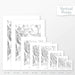 Available sizes for Death Valley National Park topographic maps. 5x7, 8x10, 11x14, 16x20, 18x24, 24x36, and 27x40 posters shown. as black and white prints on a gray background.