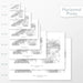 Available sizes for Denali National Park topographic maps. 5x7, 8x10, 11x14, 16x20, 18x24, 24x36, and 27x40 posters shown. as black and white prints on a gray background.