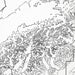 Close-up of black labels and contour lines for Denali National Park poster with map art.