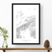 Black and white map and travel art of Denali National Park. Topography contours are in black on a white background. Text below the image can be personalized for a perfect custom map art gift idea.