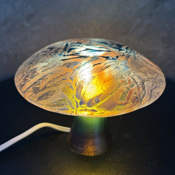 Fused Glass Mushroom Light - Aventurine Blue, Cobalt Blue, Plum
