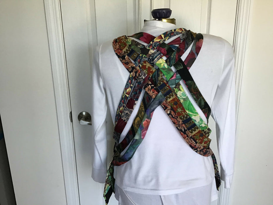 XL 2XL Upcycled tie vest, woven back tunic