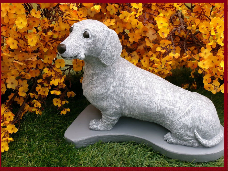 Concrete Dachshund Dog Statue Garden Decor, Pet Loss Memorial gift for any reason