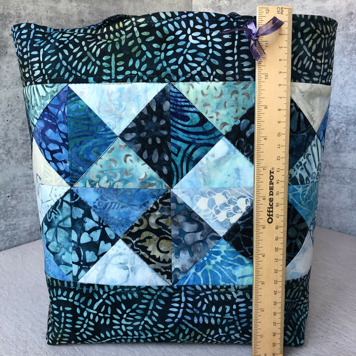 Patchwork Blue Green Batik Tote/Bag