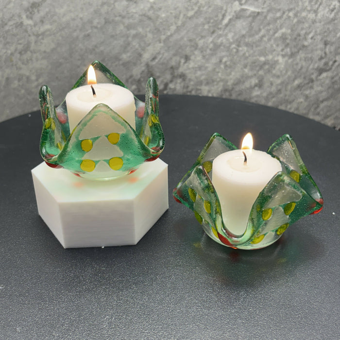 Small Fused Glass Votives - Yellow, Green, Red