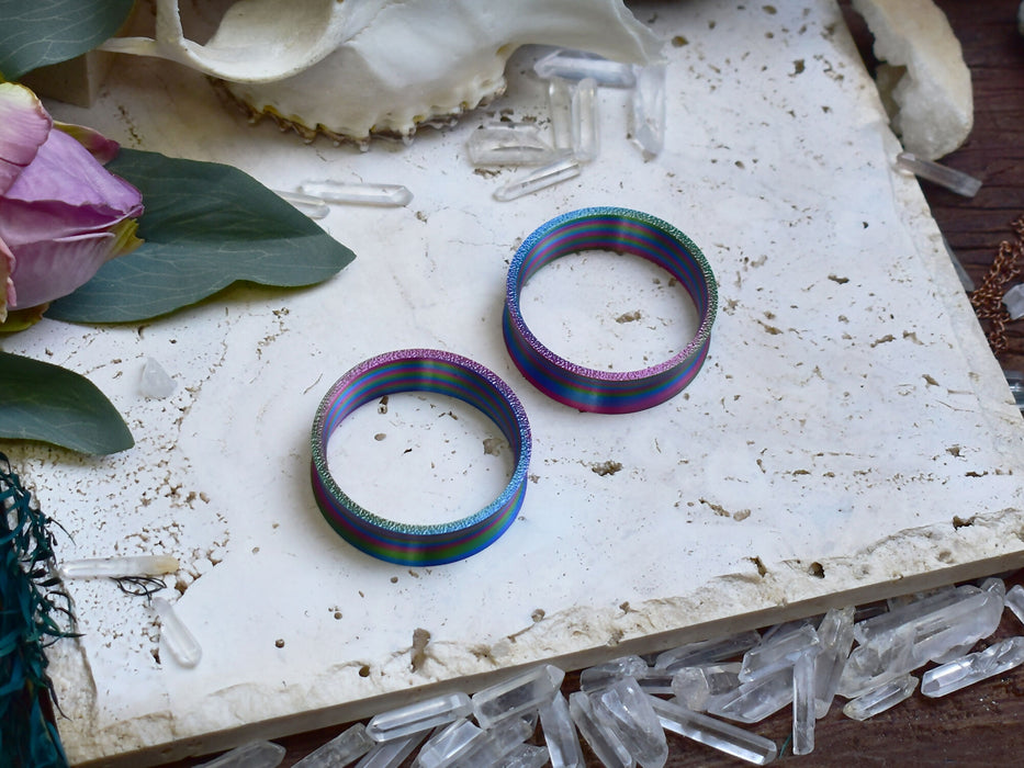 Ear Tunnels 10-100mm Twisted Gasoline | Pair |Ultra Light Thin-wall Ear Plugs | Gauge Earrings | Gauged Plugs