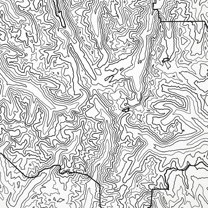Close look at the Eagle Cap Wilderness's topographic map art. Clean lines give it a modern and minimalist style.