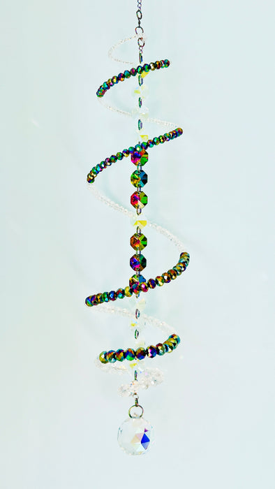 Kaleidoscope – Metallic Rainbow Spiral Crystal Suncatcher