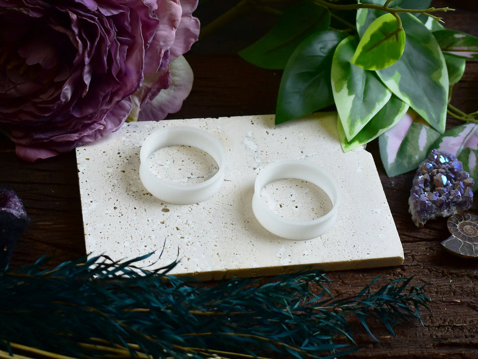 Ear Tunnels 10-100mm Transluent White | Pair |Ultra Light Thin-wall Ear Plugs | Gauge Earrings | Gauged Plugs