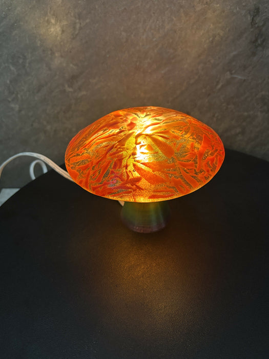 Fused Glass Mushroom Light - Red, Orange, Pink
