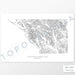 Horizontal custom topo map print of Glacier Bay National Park. Contour lines show the topography of the area. National Park artwork