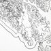 Close look at Glacier Bay National Park's topographic map art. Clean lines give it a modern and minimalist style.