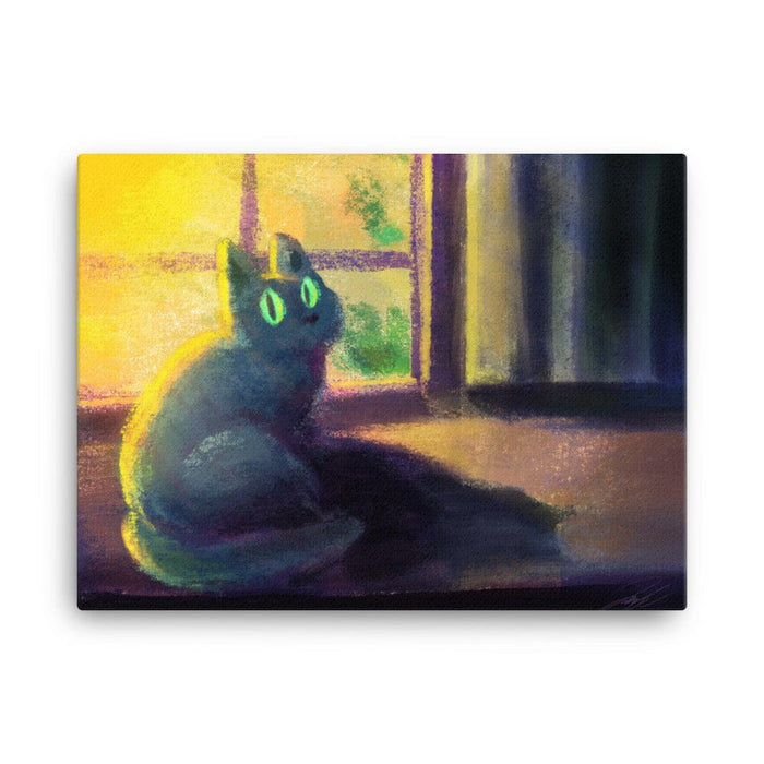 "Glowing Cat": Painting of a Black Cat Sitting at a Window [Unfoiled] Posters, Prints, & Visual Artwork JoyousJoyfulJoyness 