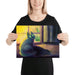"Glowing Cat": Painting of a Black Cat Sitting at a Window [Unfoiled] Posters, Prints, & Visual Artwork JoyousJoyfulJoyness 