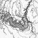 Close look at Grand Canyon National Park's topographic map art. Clean lines give it a modern and minimalist style.