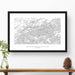 Framed black and white print of Great Smoky Mountains National Park with topography art.