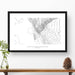 Map wall decor in a black frame. Contour lines of Guadalupe Mountains National Park are drawn on a white background. Text  below the map can be customized to create custom adventure art.