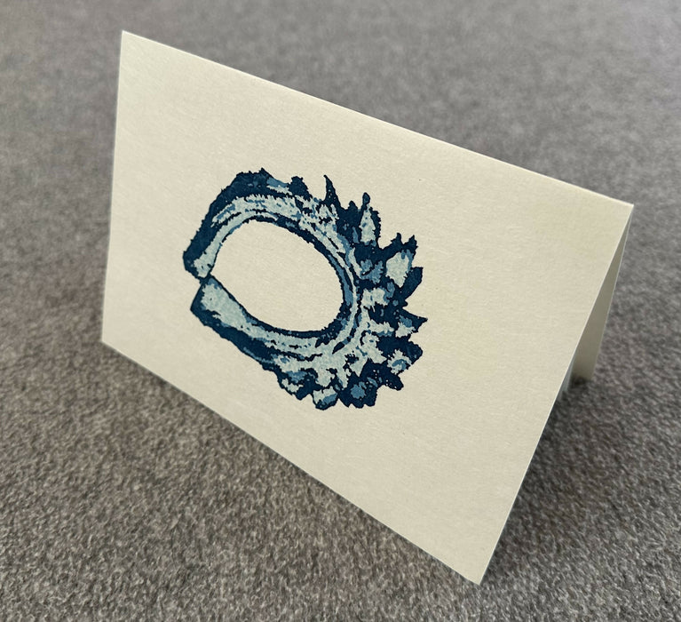Woodblock print card - calendula seed