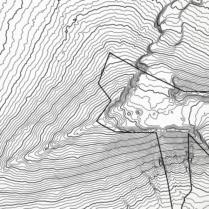 Close-up of black labels and contour lines for Haleakala National Park poster with map art.