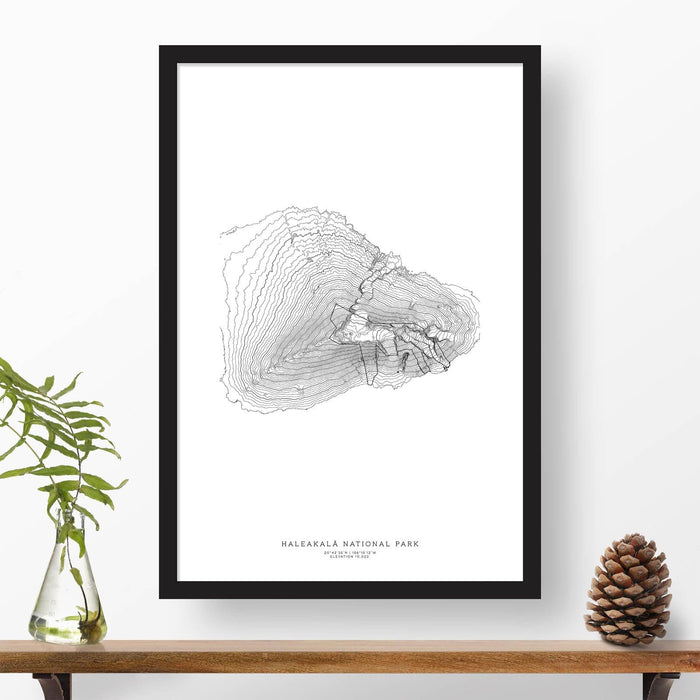 Topographic map of Haleakala National Park with a black frame.