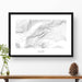Framed black and white print of Half Dome, Yosemite topography art. Text can be added to create a custom map poster as a travel gift.