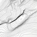 Close look at topographic map art of Half Dome, Yosemite. Clean lines give it a modern and minimalist style.