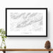 Framed travel art of Hot Springs National Park, featuring topography map art in black and white.