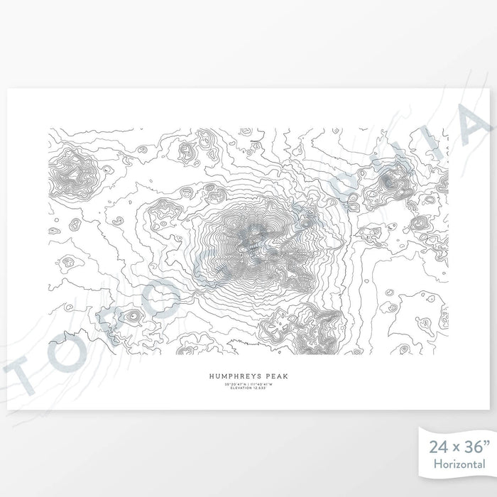 Horizontal Humphreys Peak poster with topography.