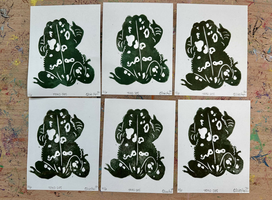 "toad" - block print