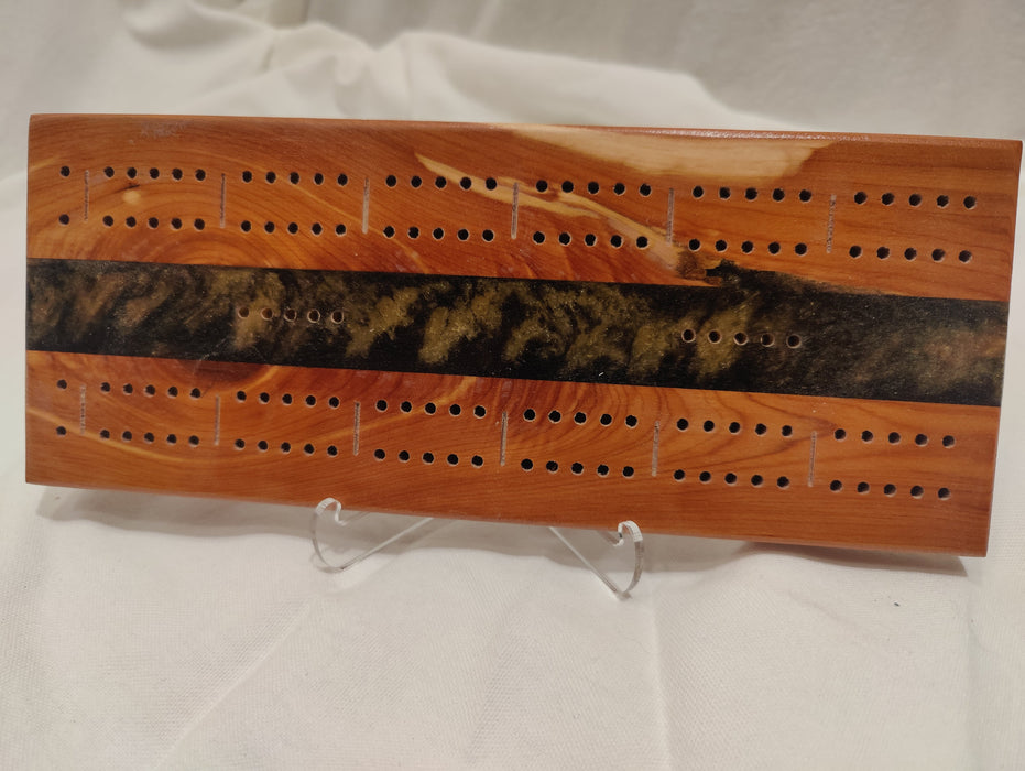 Aromatic Cedar Cribbage Boards With Epoxy Resin Accent • Travel Size Cribbage Board • Wood Cribbage Board