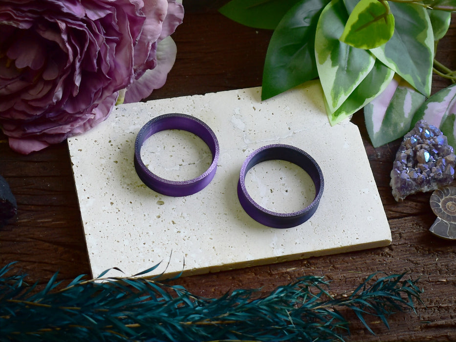 Ear Tunnels 10-100mm Black Violet | Pair | Ultra Light Thin-wall Ear Plugs | Gauge Earrings | Gauged Plugs