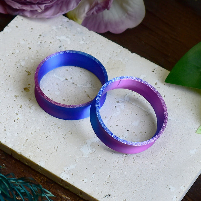 Ear Tunnels 10-100mm Blue Magenta | Pair | Ultra Light Thin-wall Ear Plugs | Gauge Earrings | Gauged Plugs