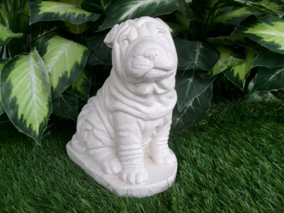 Shar-Pei Dog Concrete Statue 4.75 x 7 x 8" High