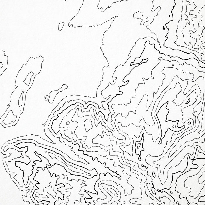 Close look at topographic map art of Jackson Hole, Wyoming. Clean lines give it a modern and minimalist style.