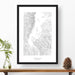 Topography map print print of Jackson Hole, Wyoming with black and white topography in a black 24x36 vertical frame.