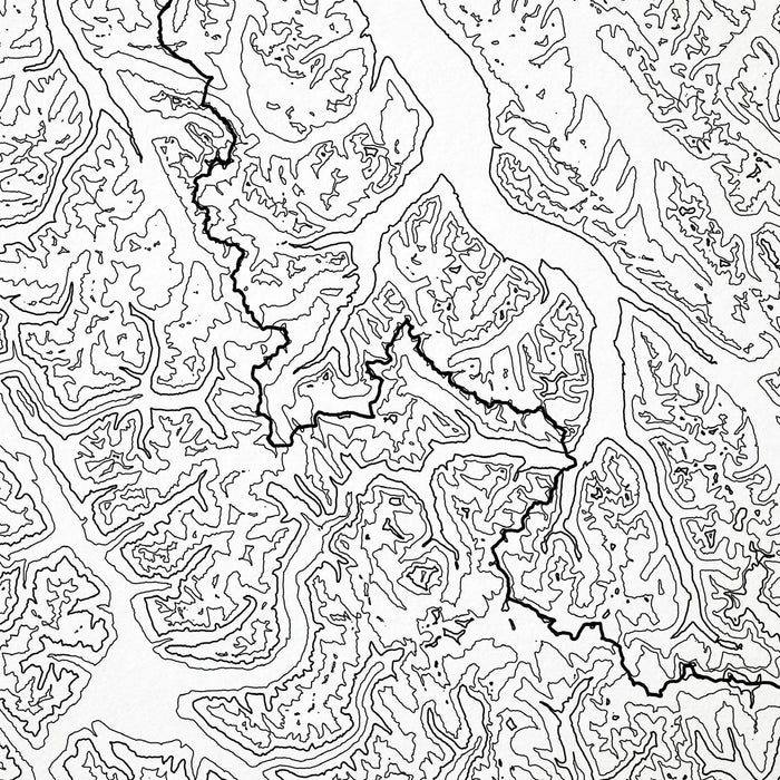 Close look at Jasper National Park's topographic map art. Clean lines give it a modern and minimalist style.