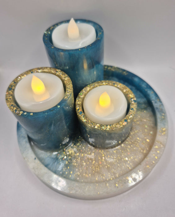 Blue Tealight Trio