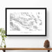 Joshua Tree National Park topographic map art poster with black frame.