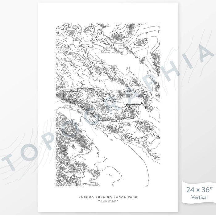 National Park print of Joshua Tree with topography art.