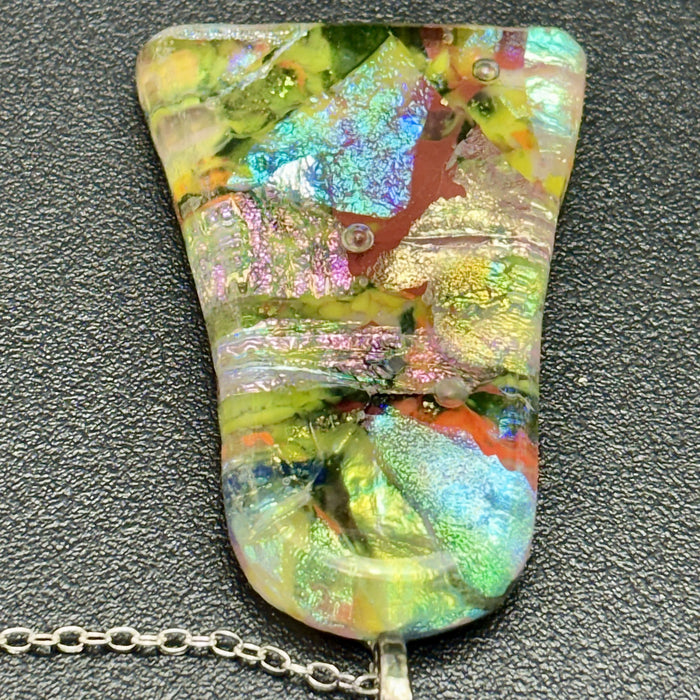 Fused Dichroic Glass Pendent - Collage of colors…