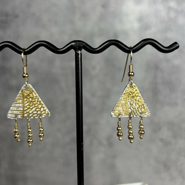 Sterling Silver Earrings with Keum Boo and Gold-Filled Beads