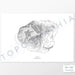 Horizontal custom topo map print of Kauai, Hawai'i. Contour lines show the mountain and island topography of the area.