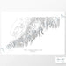 Horizontal custom topo map print of Kenai Fjords National Park. Contour lines show the steep topography of the area. National Park artwork.