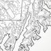 Close look at Kenai Fjords National Park's topographic map art. Clean lines give it a modern and minimalist style.