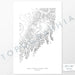 Example art map print of Kenai Fjords National Park. Art uses verticle orientation. Print shows landscape of the area using elevation data. On the artwork is a title and concise info of location and elevation. Custom map decor