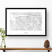 Keystone Ski Resort, Colorado topographic map art poster with black frame.