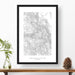 Kings Canyon National Park topographic map poster, 24 inches by 36 inches, in a vertical orientation, with a black solid wood ready-to-hang frame.