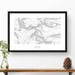 Framed black and white print of Kings Peak, Utah with topography art.