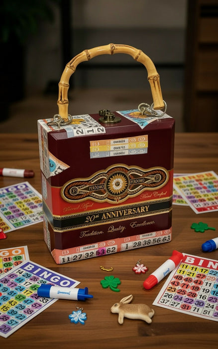 Bingo Box, Bingo Dabber Holder, Upcycled Cigar Box, Lucky Bingo Box, Bingo Lover Gift, Solid Wood, Unique Bingo Box with Handle,